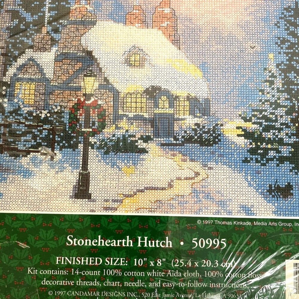 Thomas Kinkade Counted Cross Stitch Kit Stonehearth Hutch Candamar Designs